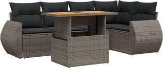 vidaXL Vidaxl - Set De Muebles De Jard&iacute;n 6 Pzas Y Cojines Rat&aacute;n Sint&eacute;tico Gris