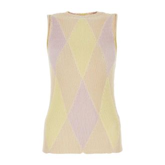 Burberry Sleeveless Tops, female, Multicolor, Size: XS Embroidered Cotton Blend Top