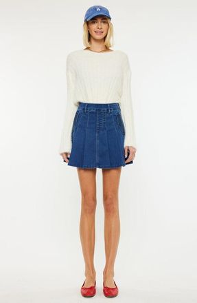 Kancan Sandy High Rise Pleated Mini Skort in Dark Indigo at Nordstrom, Size X-Large