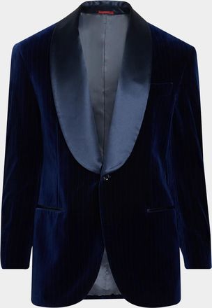 Brunello Cucinelli Men & apos;s Pinstriped Cotton-Silk Velvet Blazer