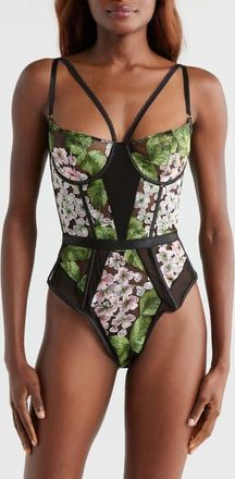 Kilo Brava Embroidered Underwire Bodysuit in Hydrangea Night at Nordstrom, Size Small