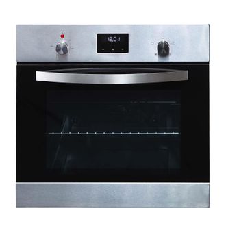 Sia 60cm Single Electric Fan Oven, Digital Display, Built-in / Under - SO114SS in Silver