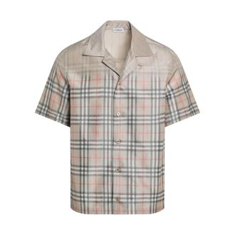 Burberry Short Sleeve Shirts, male, Beige, Size: 2XL Check Cotton Shirt