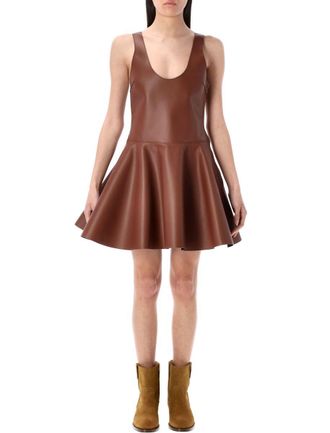 J.W.Anderson Circle-Shirt Leather Mini Dress