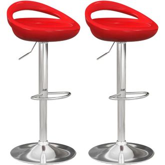 HOMCOM Set 2 Sgabelli Alti Girevoli con Poggiapiedi Altezza Regolabile Rosso - Homcom