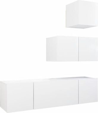 vidaXL 4 Piece TV Cabinet Set White Engineered Wood vidaXL