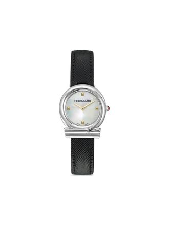 Ferragamo Gancini 28mm - women - stainless steel/Sapphire Crystal/Leather - One Size - White