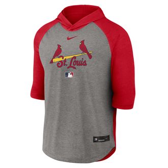 Nike St. Louis Cardinals Authentic Collection Flux Nike Mens Dri-FIT MLB 3/4-Sleeve Hooded T-Shirt in Red | 04HI040NSCN-LQZ