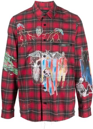 Amiri graphic-print shirt - men - Cotton/Bovine Leather (top grain) - XXXL - Red