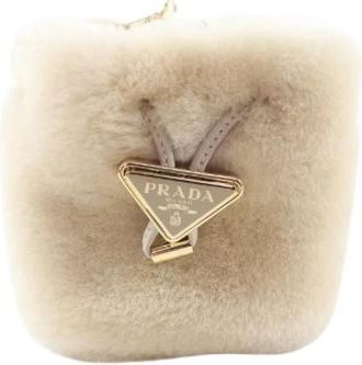 Prada Pre-owned Shearling Mini Shoulder Bag - Dames - Vintage Accessoires - Beige - ONE Size - Vintage