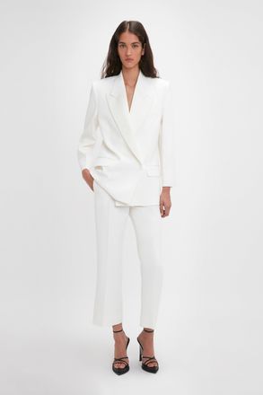 Victoria Beckham Cropped Tuxedo Trouser In Ivory 10