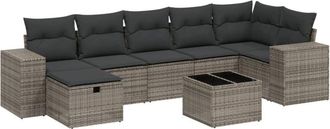 vidaXL Vidaxl - Set De Sof&aacute;s De Jard&iacute;n 8 Pzas Y Cojines Rat&aacute;n Sint&eacute;tico Gris
