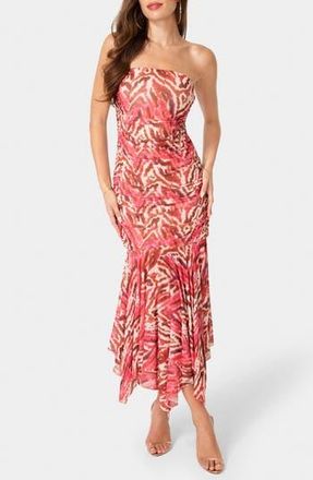 Bebe Strapless Handkerchief Hem Powermesh Dress in Pink at Nordstrom Rack, Size X-Small