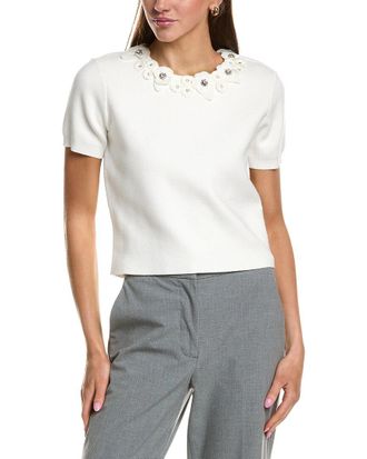 endless rose Endless Rose Floral Detail Short Sleeve Sweater