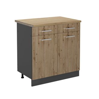 Vicco Mueble Bajo De Cocina R-line, Roble Artesanal, 80 Cm, Et Roble
