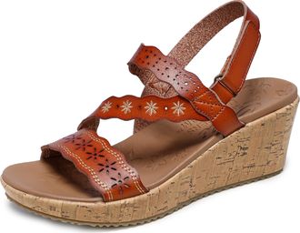 Skechers Womens Beverlee-Cherished Aura Wedge Sandal, Luggage, 8.5