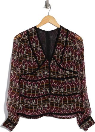 Longchamp Print Silk Blouse in Burgundy at Nordstrom Rack, Size 8 Us / 40 Fr
