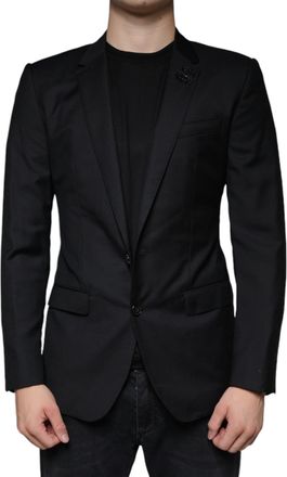 Dolce & Gabbana Mens Black Martini Bee Single Breasted Blazer Virgin Wool Clothing