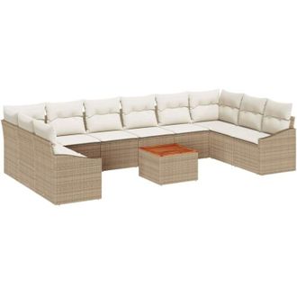 vidaXL Conjunto De Sof&aacute; De Jard&iacute;n 11 Pcs Beige, Blanco Vidaxl
