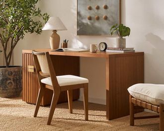 Castlery Sloane Desk with Pedestal, Walnut by Castlery - Brown Office Furniture