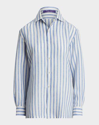 Ralph Lauren Collection Capri Striped Linen Shirt