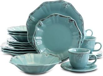 Elama Fleur De Lys 20-Piece Dinnerware Set in Blue at Nordstrom