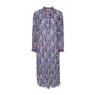 Ganni Kleedjes, Dames, Veelkleurig, S, Polyester, Geplooide Midi Jurk