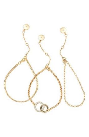 Vince Camuto Set of 3 Stark Logo Assorted Chain Bracelets in Gold Tone at Nordstrom Rack