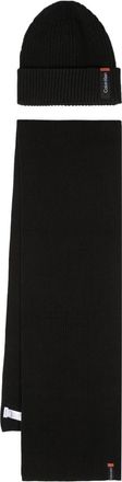 Calvin Klein ribbed-knit scarf and beanie set - men - Cotton/Cashmere - One Size - Black