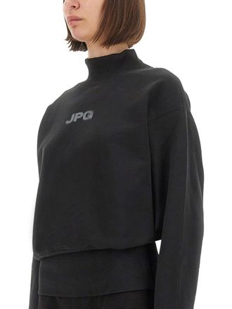 Jean Paul Gaultier Cropped Organic Cotton Sweatshirt - Black