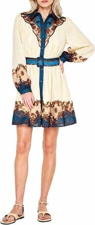 Ciebon Teya Long Sleeve Belted Shirtdress in Cream Multi at Nordstrom, Size X-Small