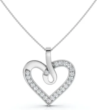 Pompeii3 1/4Ct Diamond Curve Heart Shape Pendant Necklace in White, Yellow, or Rose Gold