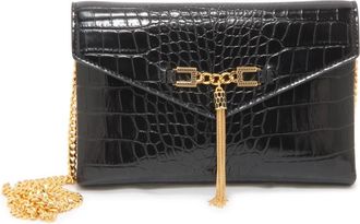 Elisabetta Franchi Cross Body Bags, female, Black, Size: ONE SIZE Croc-Embossed Crossbody Bag