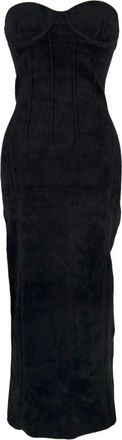 Galvan London Titania Bustier Midi Dress in Black Velvet
