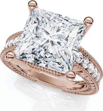 Pompeii3 Certified 4 1/5Ct Princess Cut Diamond Engagement Ring 14k Gold or Pt Lab Grown