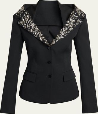 Alexander McQueen Beaded Off-The-Shoulder Single-Breasted Jacket