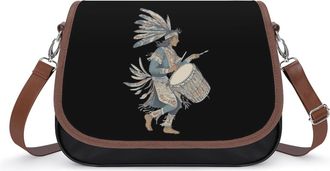 Generic Indian Man in Traditional Costume with Drum Fashion Womens Crossbody Bags Novelty Handbag Shoulder Bag Purse