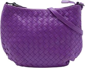Bottega Veneta Pre-owned Geweven Nappa Lederen Crossbody Tas - Dames - Vintage Schoudertas - Paars - ONE Size - Leer - Vintage