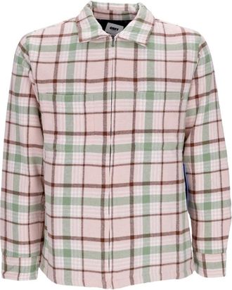 Obey Gewatteerd Shirtjack Roze Klei - Heren - Zomerjassen - Veelkleurig - S - Katoen - Jassen