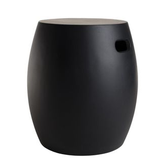 Macabane Mesa auxiliar de jard&iacute;n negra y redonda de cemento D43 cm