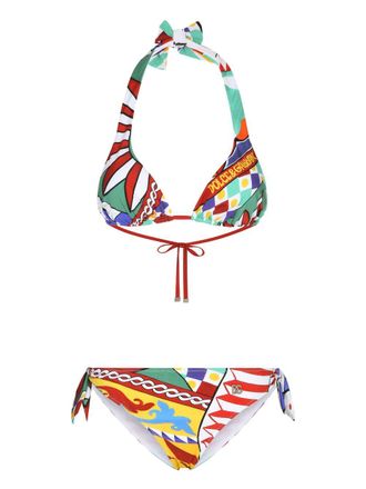 Dolce & Gabbana Carretto-print bikini set - women - Nylon/Spandex/Elastane/Nylon/Spandex/Elastane - 4 - Red