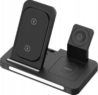 OEM Cargador Inal&aacute;mbrico Qi 3 En 1 Para Iphone, Magsafe, Apple Watch Y Airpods, Negro, Usb-c