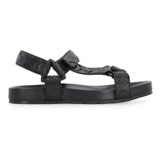 Bottega Veneta Flat Sandals, male, Black, 7 UK, Trip Leather Sandals