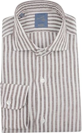 Barba Shirts - Heren - Casual Overhemden - Bruin - XL - Linnen - Overhemden