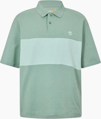 Timberland Mens Color Block Timberland Logo Collared Neck Rugby T Shirt - Green - Size: 36