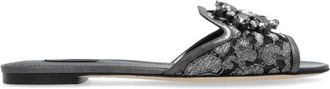 Dolce & Gabbana Bianca Slides - Dames - Sandalen - Grijs - 36 EU - Leer - Schoenen