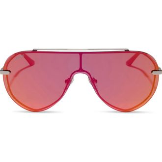 DIFF Eyewear Imani 139mm Gradient Shield Sunglasses in Gunmetal /Red Hot Mirror at Nordstrom