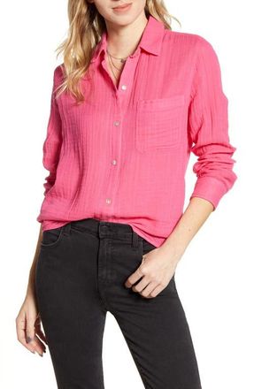 Rails Ellis Cotton Gauze Button-Up Shirt in Hibiscus at Nordstrom, Size Xx-Large