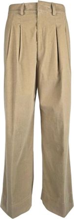 Dondup Eloise Broeken - Dames - Wijde Broeken - Beige - L - Katoen - Broeken