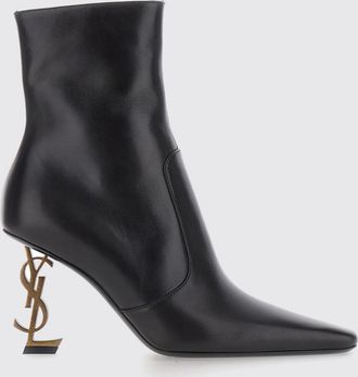 Saint Laurent Stivaletti Opyum in pelle di vitello liscia con tacco monogram YSL